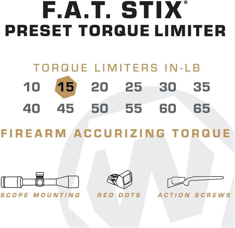 Wheeler Fat Stix Individual Limiter 10-65 Inch-Pounds with Preset Torque, Accurately Tightens, Reversible, Compatible with Fat Stix T-Handle Driver, for Gunsmithing, Reloading, and Torque Adjustment - Image 3